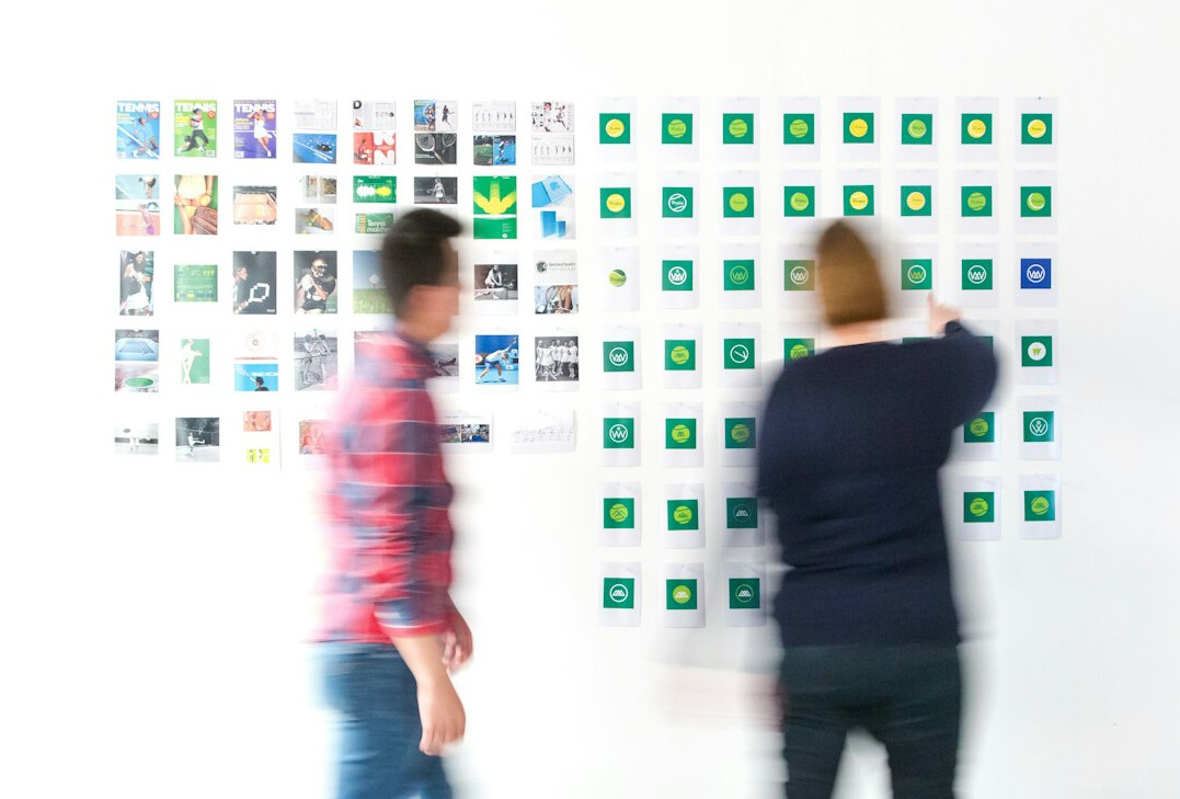 Editorial office with pinboard of vintage TV photographs